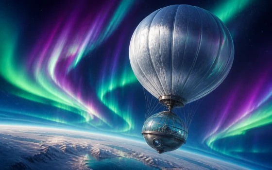 Silver balloon above the polar night