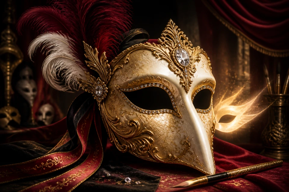 Porcelain mask and crystal inlay