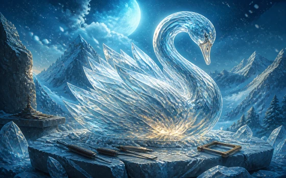 Illuminated crystal-ice sculpture