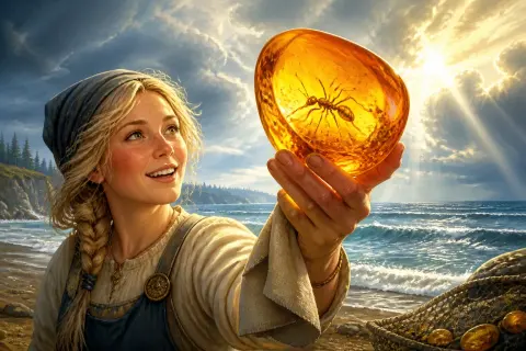 Ancient fossil sealed in amber